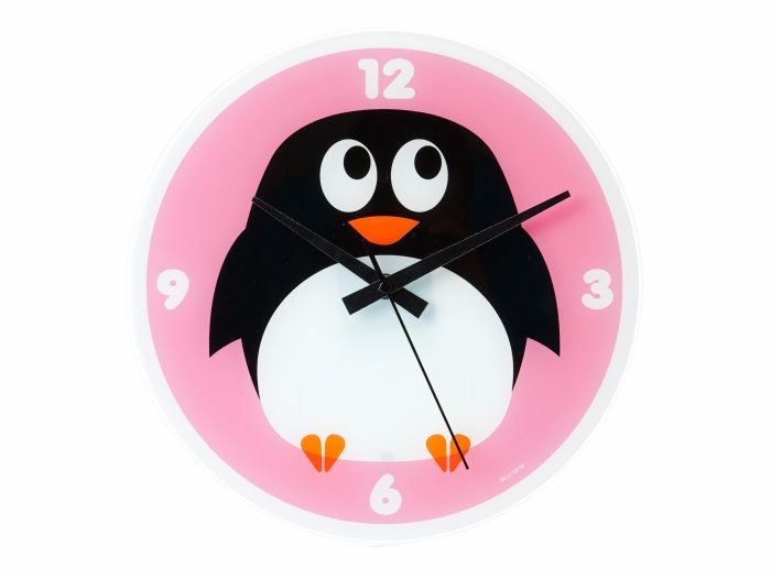 Wall clock Penquin pink, BOX32 Design - 1