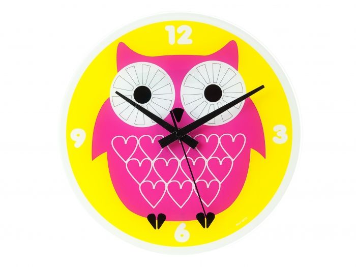 Wall clock Owl pink, BOX32 Design - 1