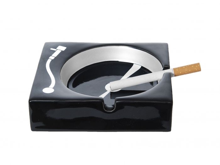 Ashtray Turntable stoneware black - 1