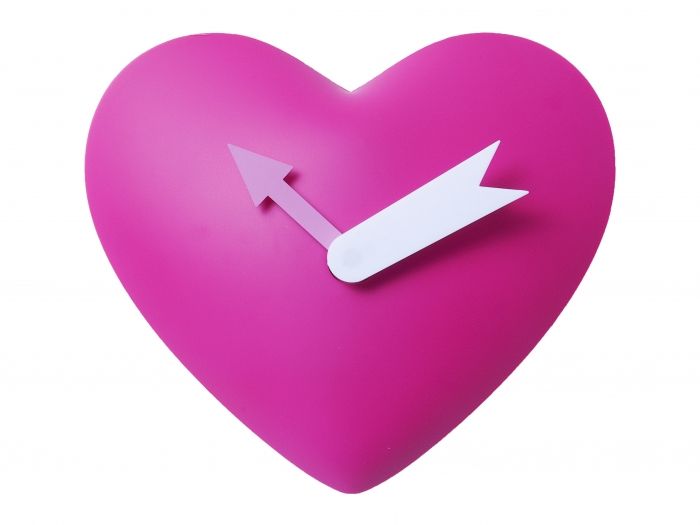 Wall clock Heart pendulum plastic pink - 1