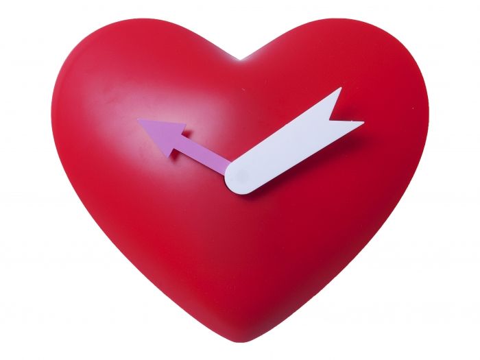 Wall clock Heart pendulum plastic red - 1