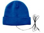 Earphone hat blue acrylic, w. black wire