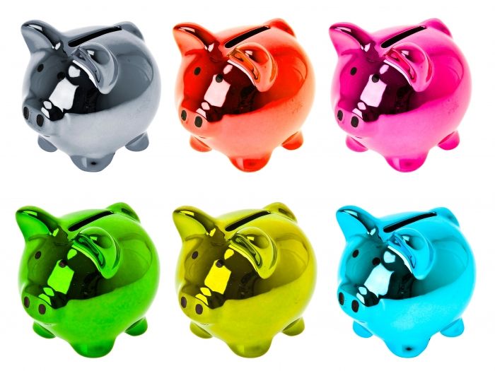 Moneybank Disco Pig mini ceramic 6 ass. colours - 1