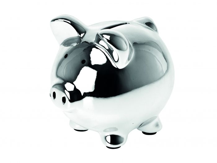 Moneybank Pig medium ceramic chrome - 1