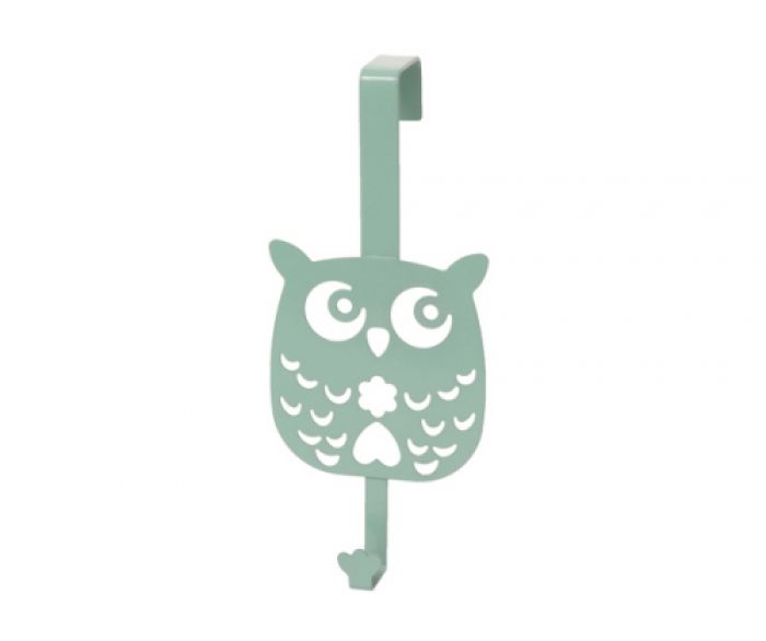 Doorhanger Owl metal aqua blue - 1