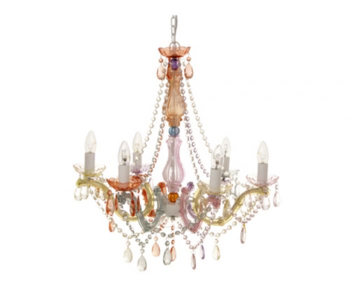 Lamp Chandelier Gypsy pastel colours, 6 arms - 1