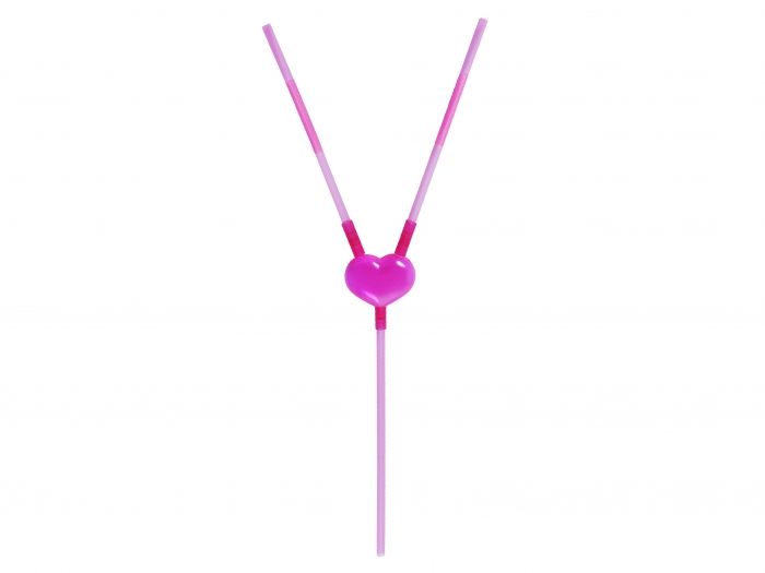 Straw set Love PVC pink - 1