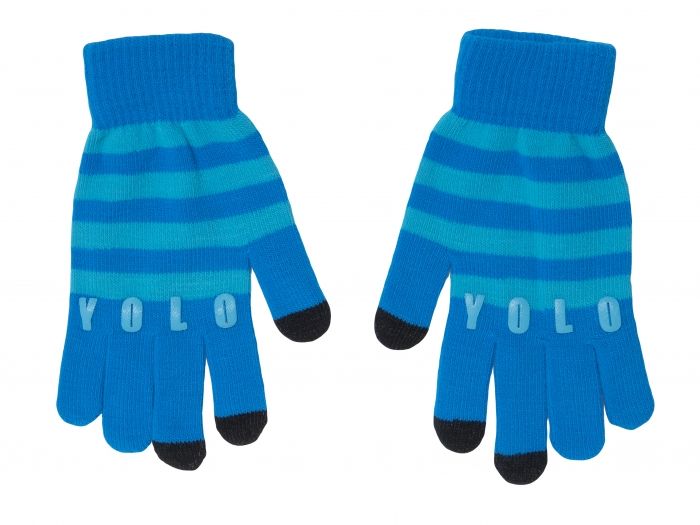 iTouch gloves YOLO blue w. aqua blue stripes - 1