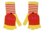 Flap gloves LOL yellow w. pink & orange