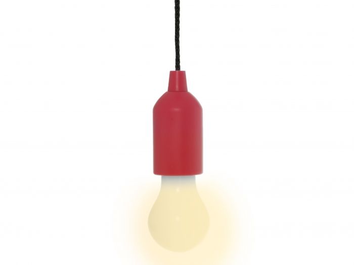 Pendant lamp Pull Light ABS red w. black wire - 1