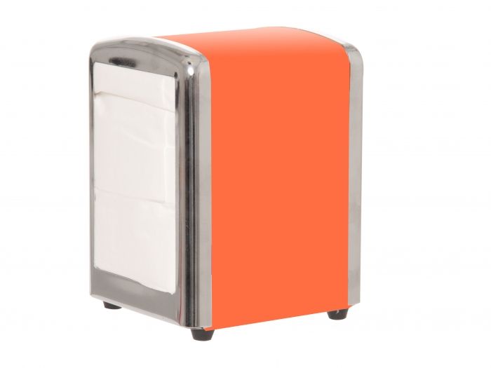 Napkin holder neon orange tin - 1