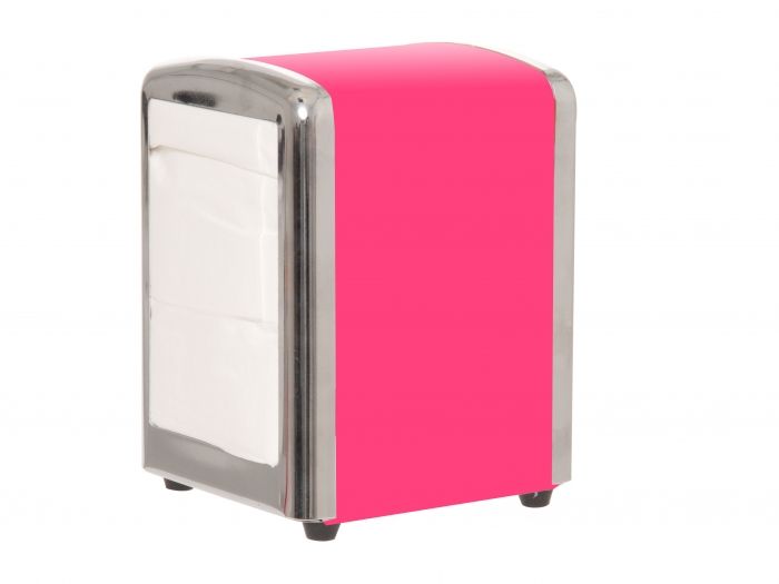 Napkin holder neon pink tin - 1