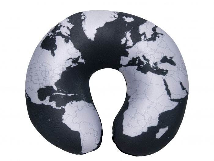 Neck pillow World Map black & grey w. hook - 1