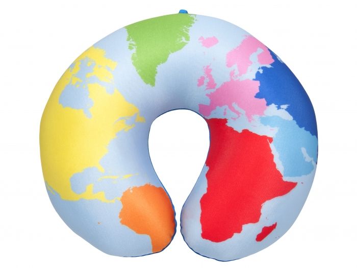 Neck pillow World Map coloured w. hook - 1