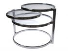 Table double swivel glass w steel chrome