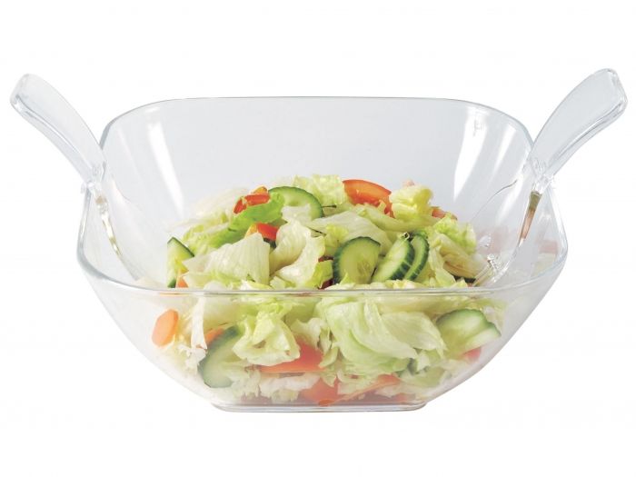 Salad bowl w. salad server clear - 1
