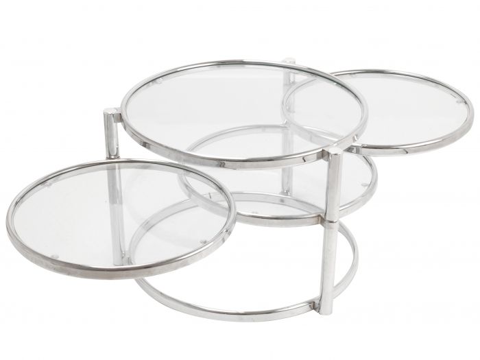 Table tripple swivel glass w.steel chrome - 1